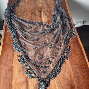Elegant Gray Embroidered Shawl